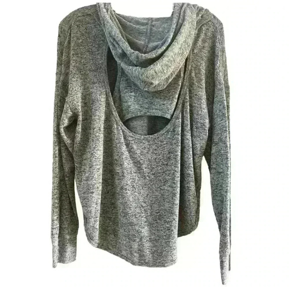 Athleta Women's Heather Gray Cutout Racerback Hoodie Sweatshirt Size M - Picture 11 of 12